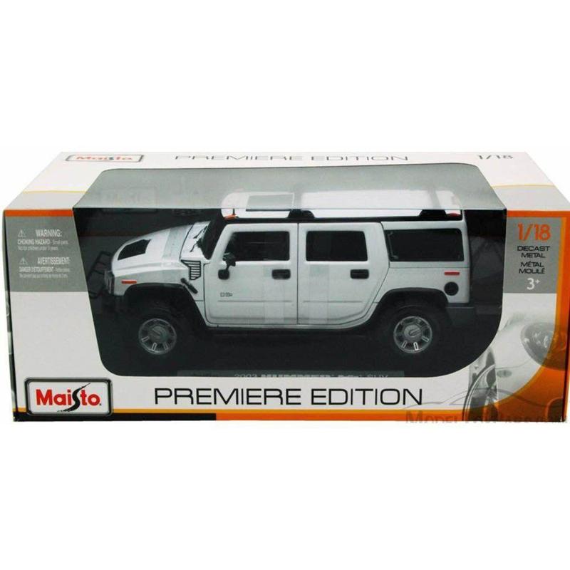 2003 Hummer H2 SUV 1:18 Maisto Branco Premiere Edition metal ref